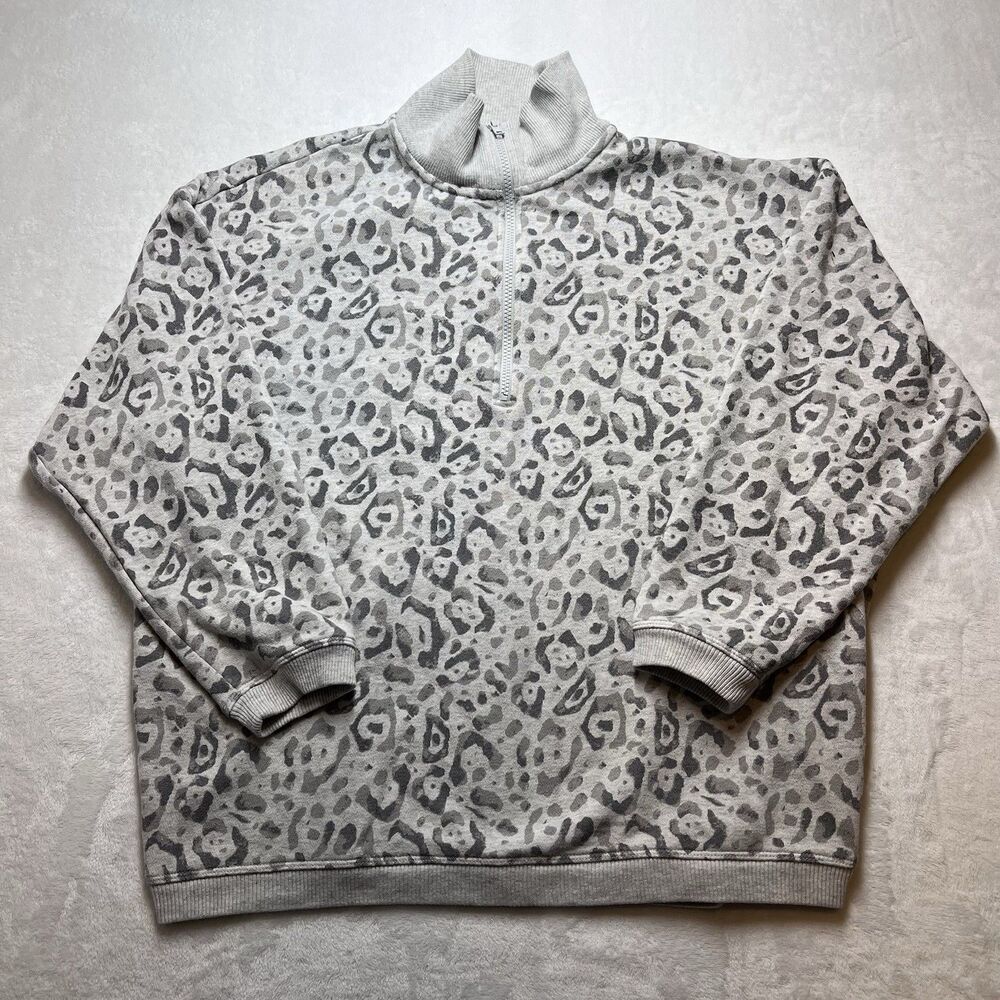 Aerie Women’s Quarter Zip Pullover Animal Print Sweatshirt Size Small